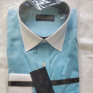 Donald Trump Signature Collection Blue Dress Shirt French Cuff Size